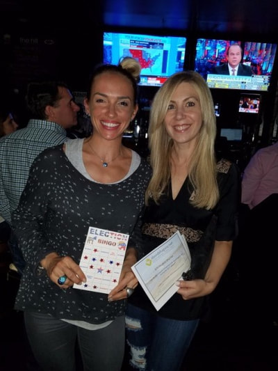 Two women at a 2016 election party in NYC. 